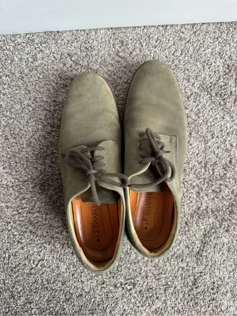 Samuel Hubbard Olive Suede Derby Shoes - Lace-Up Men's Size 10